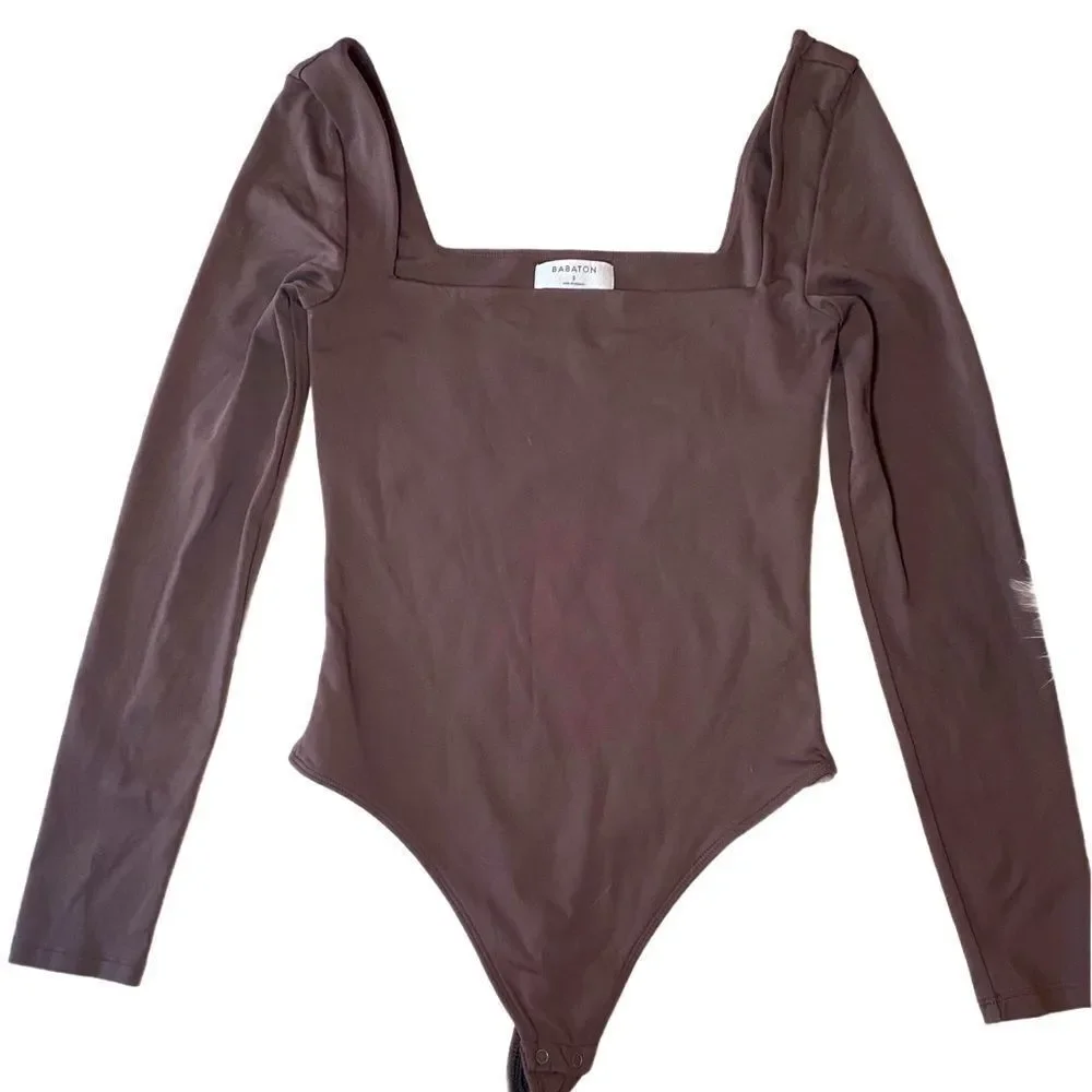 Babaton Brown Long Sleeve Bodysuit